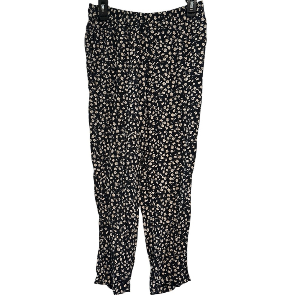 American Eagle Black Floral Viscose Pants Cottagecore Boho - Picture 3 of 7